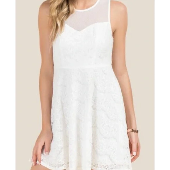 Francesca's Collections | Dresses | Nwt Francescas Swiss Dot White Lace  Dress | Poshmark